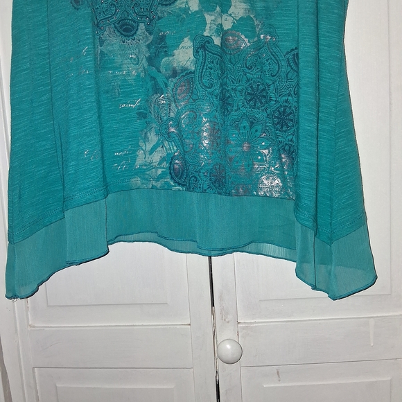 Style & Co. Turquoise Short Sleeve Top - Picture 6 of 7
